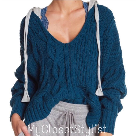 Free People Tops - Free People Hoodie $168 NWT Turquoise Sweater XS S